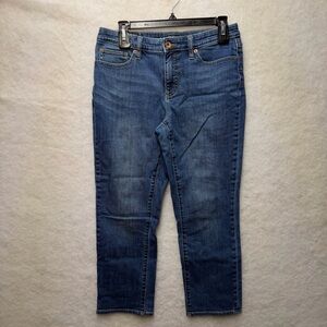 LANDS' END Women's Size 6 Mid Rise Crop Jeans Blue Stretch Denim Straight Leg
